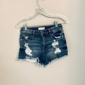 High waisted jean shorts